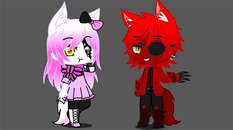 foxy and mangle fanart|mangle x foxy gacha life.